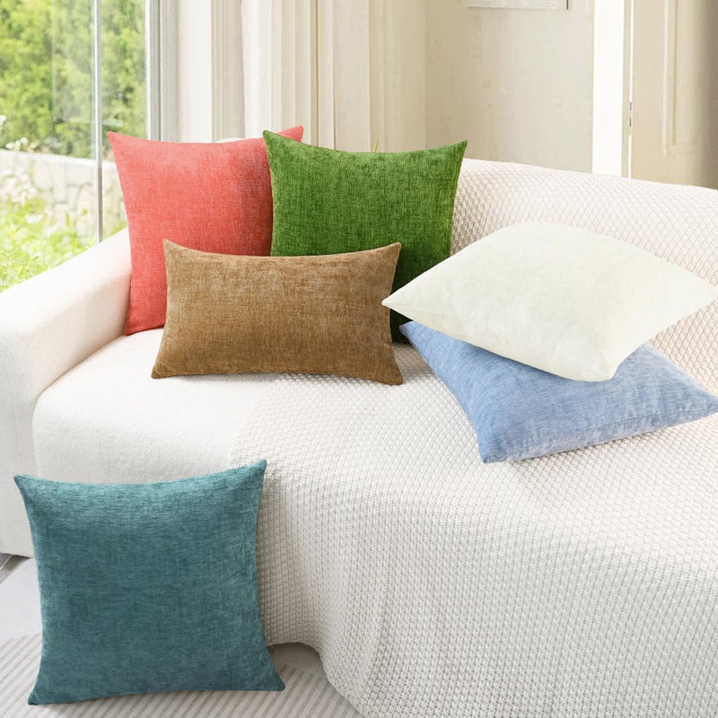CaliTime Throw Pillow Covers Decorative 20 X 20 Inches Pack of 2 Cozy Chenille Cushion Cases for Couch Sofa Bed Living Room Home Cream - Image 4